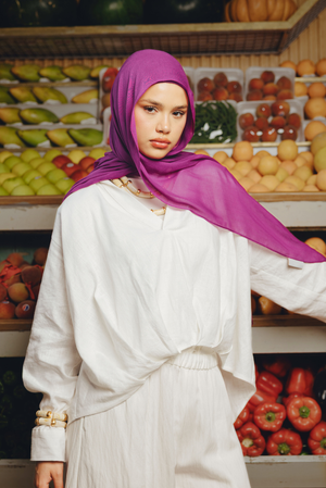 Worood Raspberry Bamboo Scarf Set Bandana & scarf – Soft & Stylish 