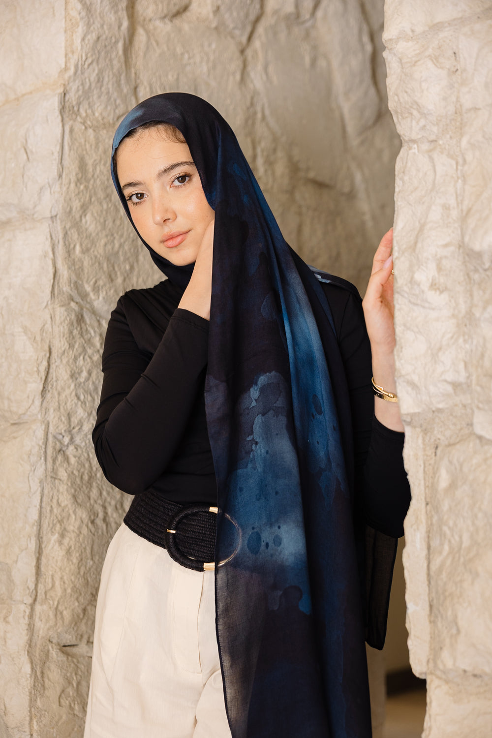 Darya printed premium modal scarf with breathable lightweight drape by WOROOD