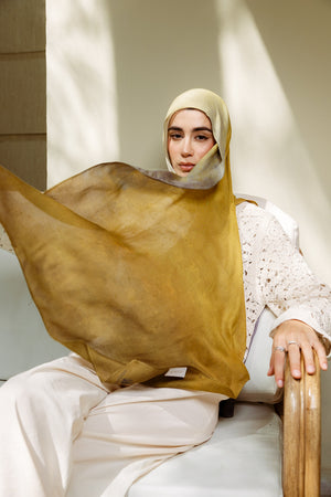 Lime Shadows printed premium modal scarf with breathable lightweight drape by WOROOD