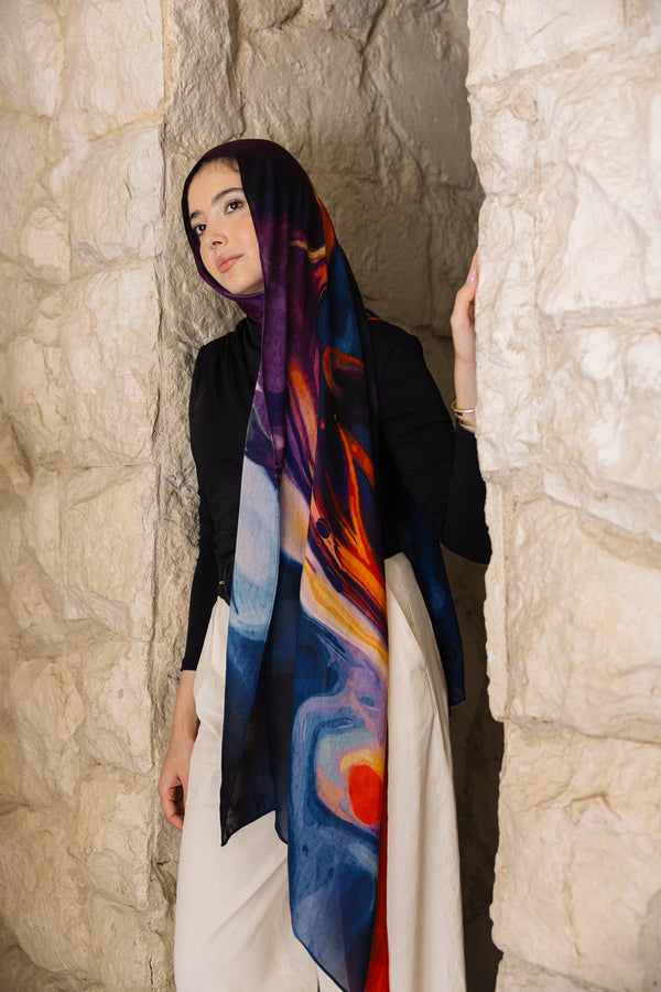 Marble Muse printed premium modal scarf with breathable lightweight drape by WOROOD
