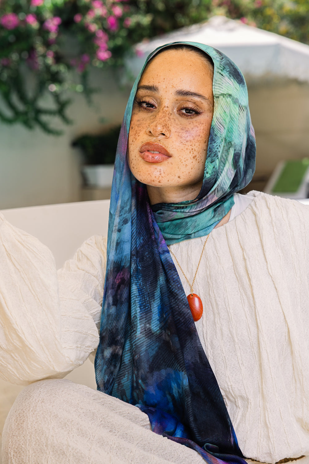 Peacock printed premium modal scarf with breathable lightweight drape by WOROOD