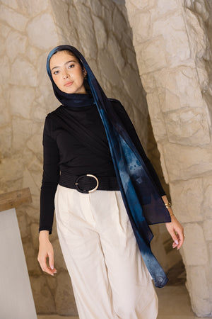 Darya printed premium modal scarf with breathable lightweight drape by WOROOD