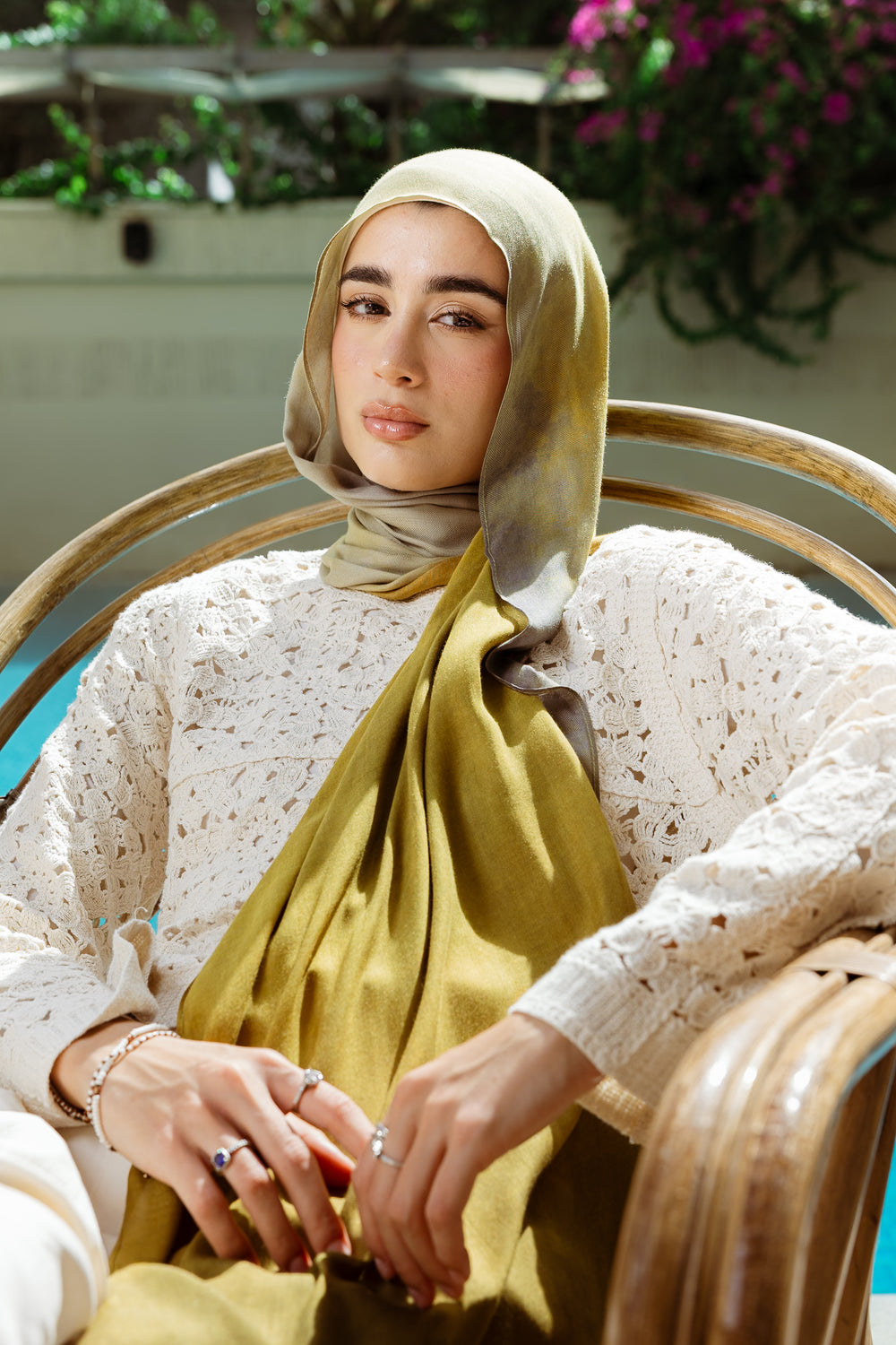 Lime Shadows printed premium modal scarf with breathable lightweight drape by WOROOD