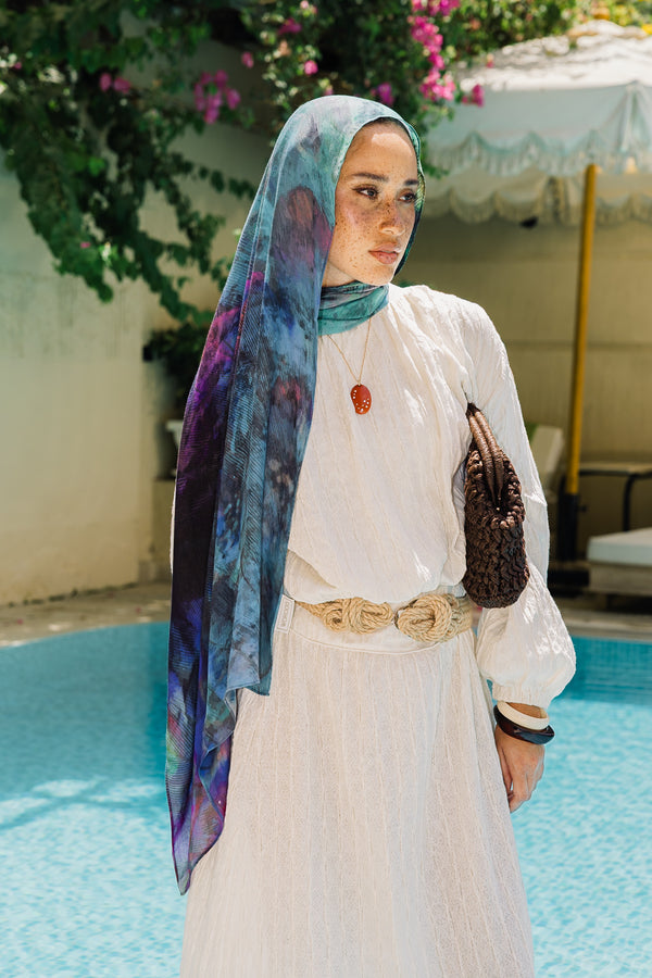 Peacock printed premium modal scarf with breathable lightweight drape by WOROOD
