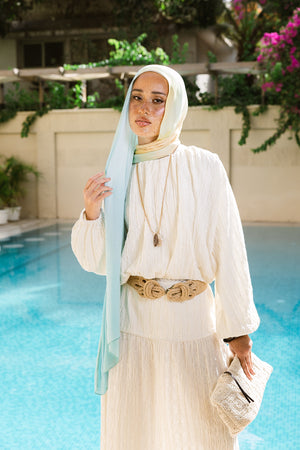 Aqua Sands printed premium modal scarf with breathable lightweight drape by WOROOD