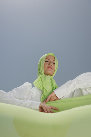 Worood Apple Green Bamboo Scarf Set – Elegant & Fresh – سكارف بامبو خفيف باللون الأخضر التفاحي – ورود