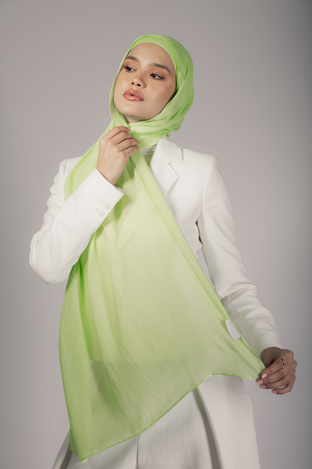 Apple Green premium bamboo scarf set with matching bamboo inner cap and breathable lightweight drape by WOROOD