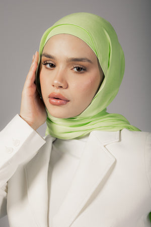 Apple Green premium bamboo scarf set with matching bamboo inner cap and breathable lightweight drape by WOROOD