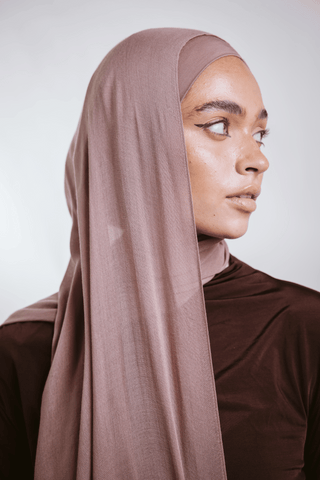 Ashy Rose premium bamboo scarf set with matching bamboo inner cap and breathable lightweight drape by WOROOD