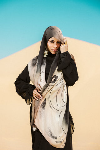 Bayan printed premium modal scarf with breathable lightweight drape by WOROOD