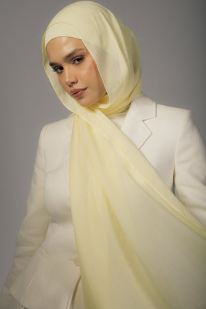 Butter Yellow premium bamboo scarf set with matching bamboo inner cap and breathable lightweight