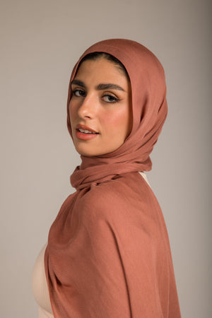 Worood Clay Cotton Modal Scarf – Earthy neutral tone