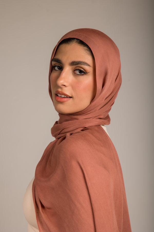 Worood Clay Cotton Modal Scarf – Earthy neutral tone