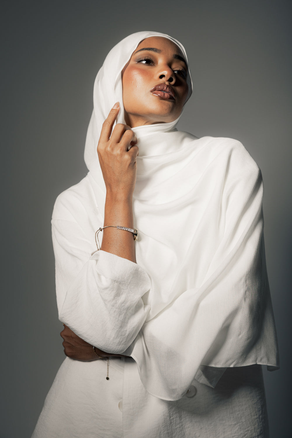 Pure Pearl premium bamboo scarf set with matching bamboo inner cap and breathable lightweight drape by WOROOD