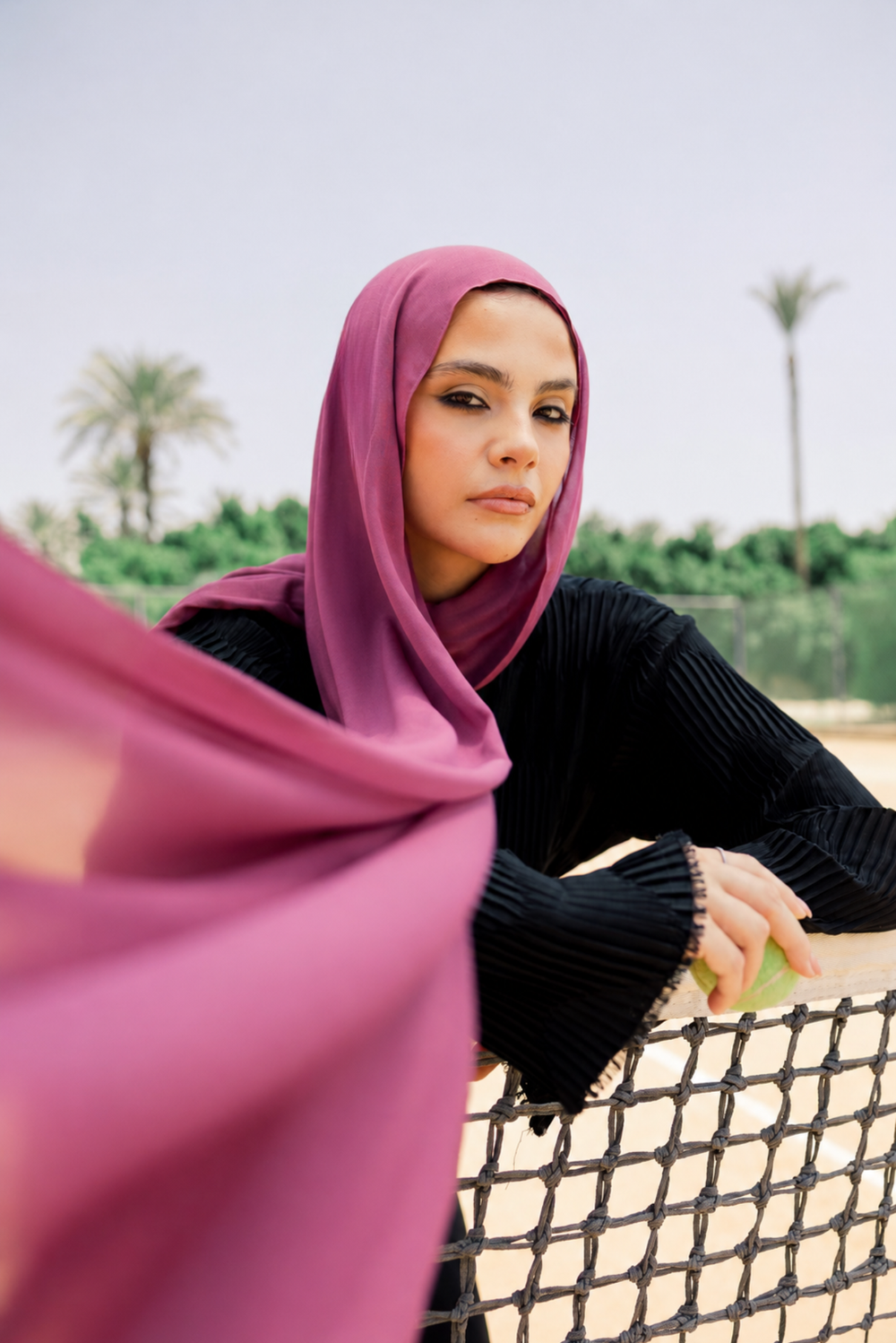 Crimson Berry premium bamboo scarf set with matching bamboo inner cap and breathable lightweight drape by WOROOD