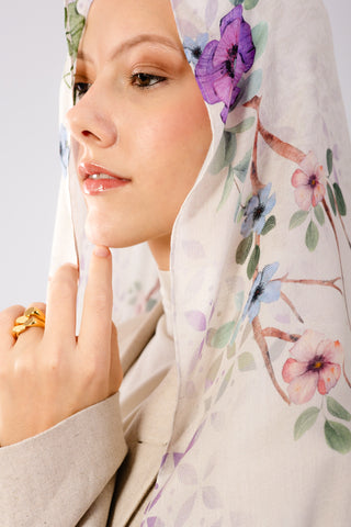 Alaria printed premium modal scarf with breathable lightweight drape by WOROOD