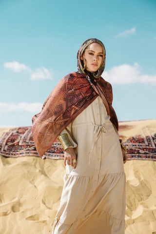 Ishbiliyah printed premium modal scarf with breathable lightweight drape by WOROOD