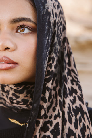 Leopardess printed premium modal scarf with breathable lightweight drape by WOROOD