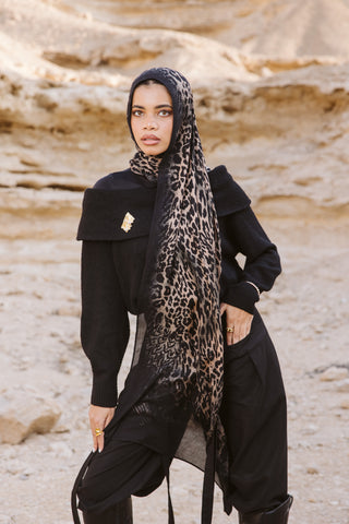 Leopardess printed premium modal scarf with breathable lightweight drape by WOROOD
