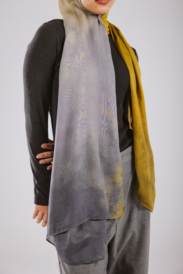 Lime Shadows printed premium modal scarf styled with breathable lightweight drape by WOROOD
