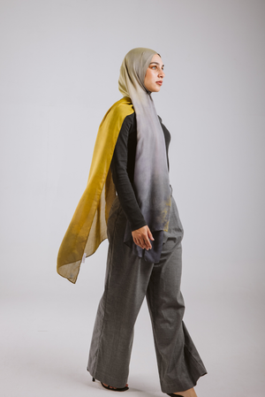 Lime Shadows printed premium modal scarf styled with breathable lightweight drape by WOROOD