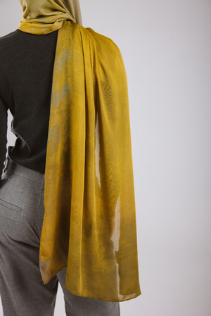 Lime Shadows printed premium modal scarf styled with breathable lightweight drape by WOROOD