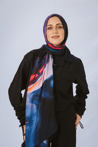 Marble Muse printed premium modal scarf styled with breathable lightweight drape by WOROOD