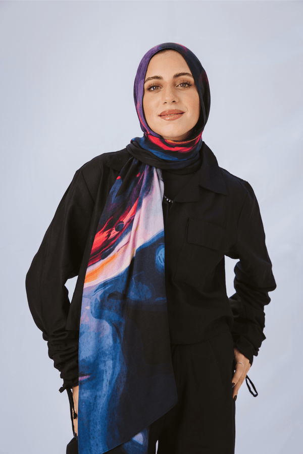 Marble Muse printed premium modal scarf styled with breathable lightweight drape by WOROOD