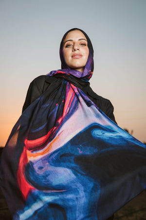 Marble Muse printed premium modal scarf styled with breathable lightweight drape by WOROOD
