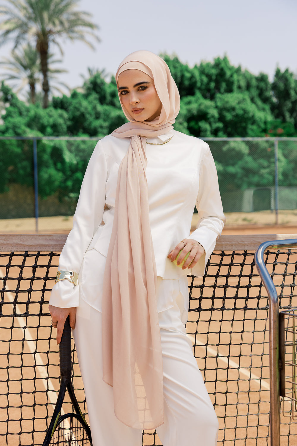 Marshmallow premium bamboo scarf set with matching bamboo inner cap and breathable lightweight drape by WOROOD