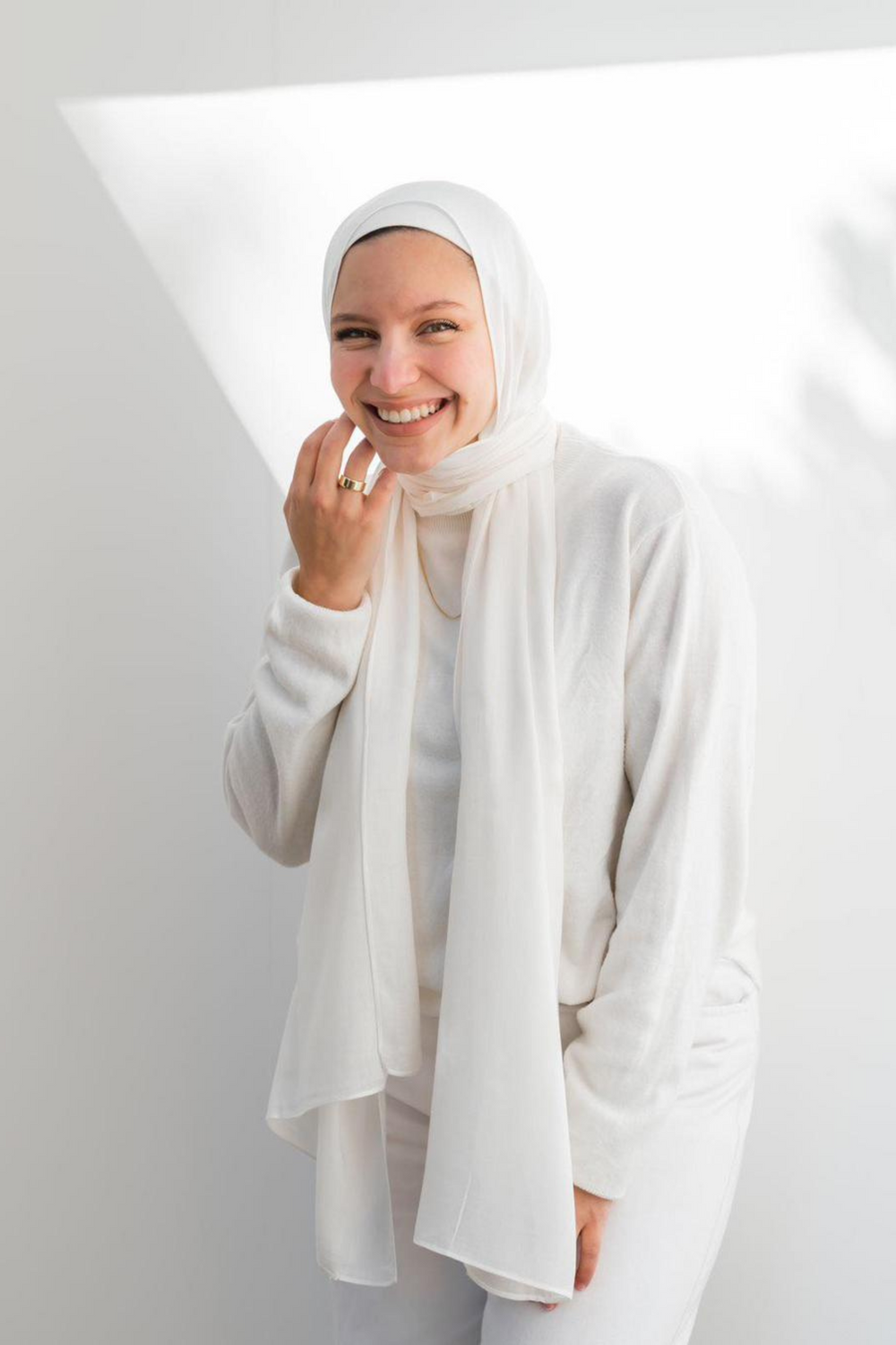 Worood Off-white Cotton Modal Scarf – Elegant neutral wrap