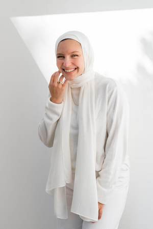 Worood Off-white Cotton Modal Scarf – Elegant neutral wrap