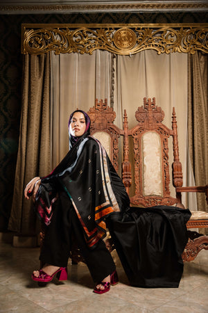 Worood Onyx Insignia Silk Scarf
