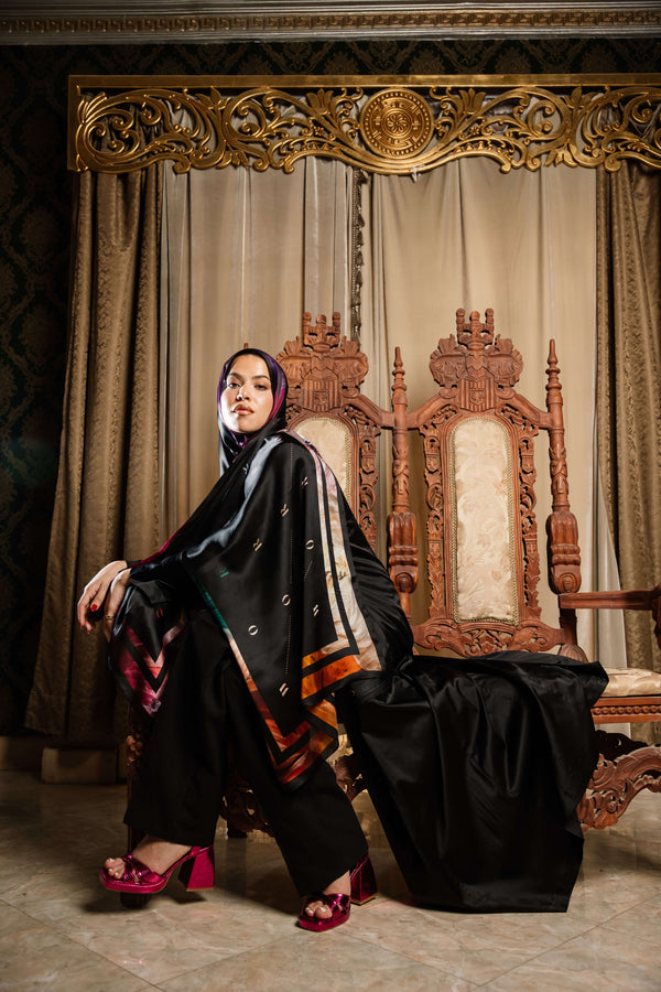 Worood Onyx Insignia Silk Scarf