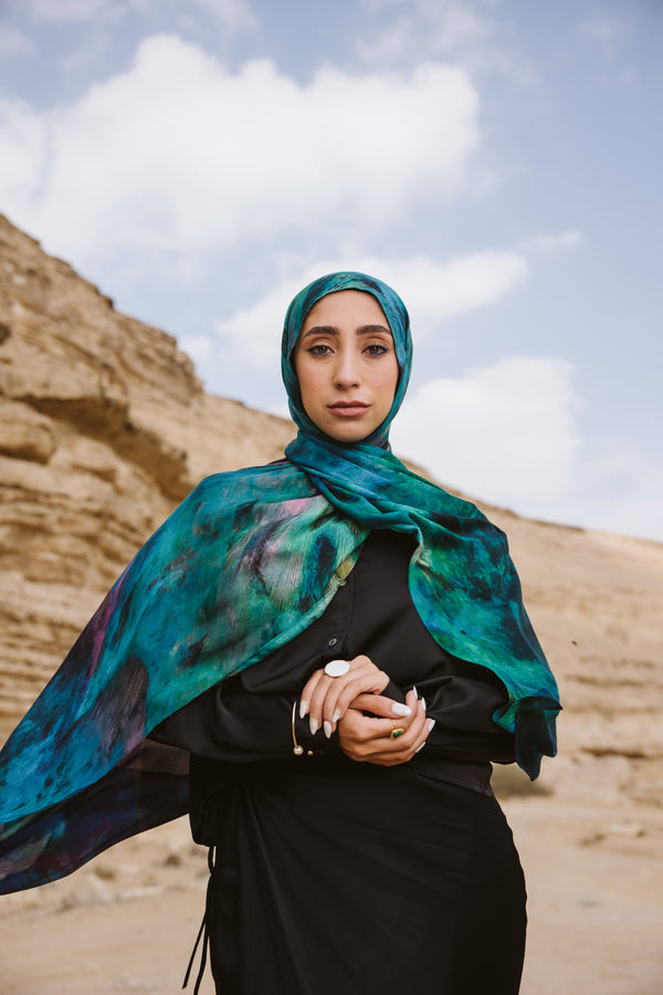 Worood Peacock Modal Scarf – bold and vibrant
