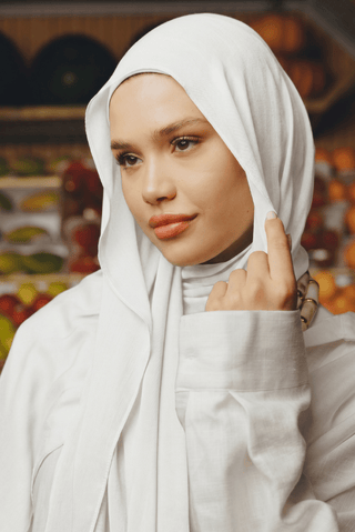 Pure Pearl premium bamboo scarf set with matching bamboo inner cap and breathable lightweight drape by WOROOD