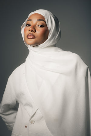 Pure Pearl premium bamboo scarf set with matching bamboo inner cap and breathable lightweight drape by WOROOD