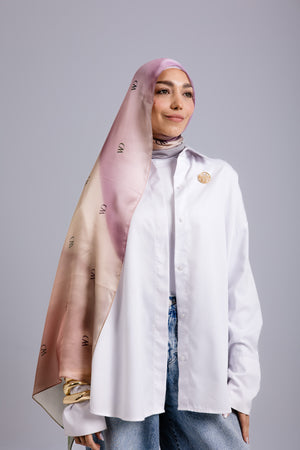 Rosée Pastel premium silk scarf with pink and green ombré mulberry silk drape by WOROOD