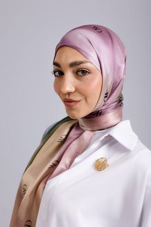 Rosée Pastel premium silk scarf with pink and green ombré mulberry silk drape by WOROOD