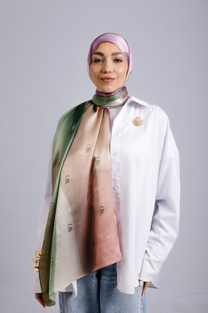 Rosée Pastel premium silk scarf with soft pink pastel mulberry silk design by WOROOD