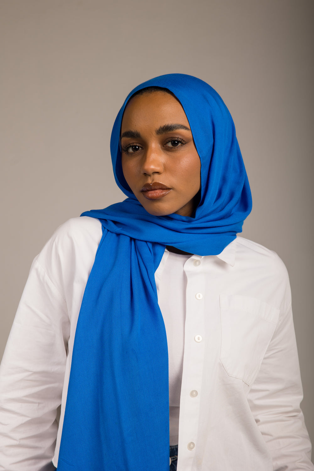 Worood Royal Azure Cotton Modal Scarf – Bold blue elegance