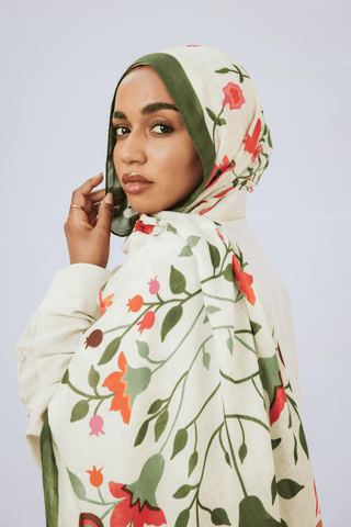 Ruby Vines printed premium modal scarf with breathable lightweight drape by WOROOD