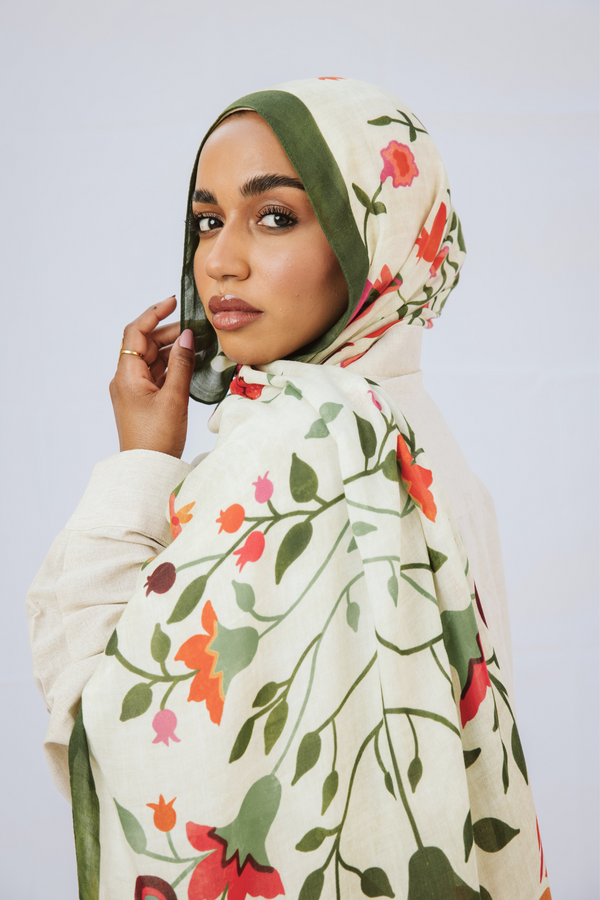 Worood Ruby Vines Modal Scarf – rich and elegant