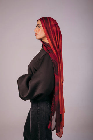 Scarlet Rouge printed premium modal scarf with breathable lightweight drape by WOROOD