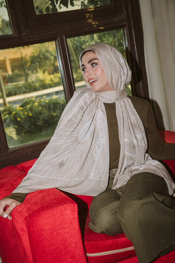 Worood Sunny Days In Beige Modal Scarf – light and versatile