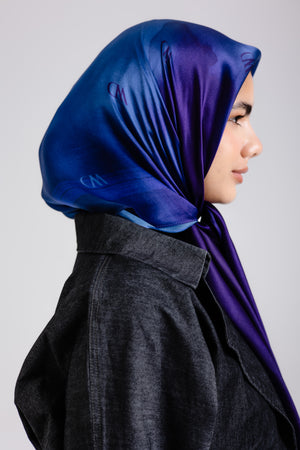 Worood Beaux Blue Silk Scarf Square – light blue silk scarf with soft glossy texture