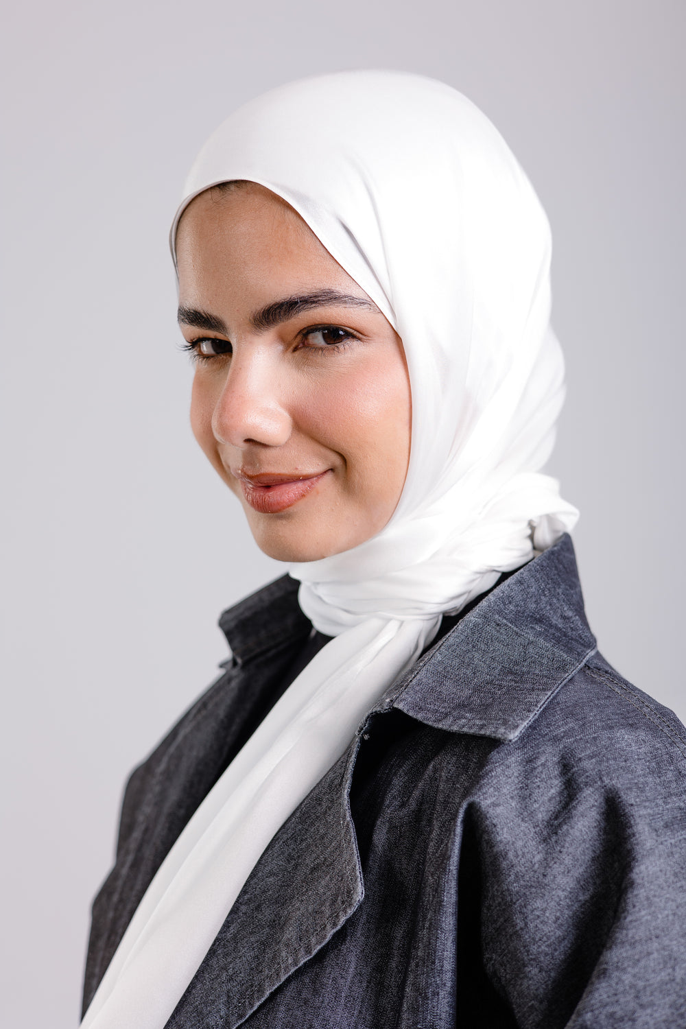 Worood Crème Silk Scarf Rectangle – light cream silk scarf with delicate sheen