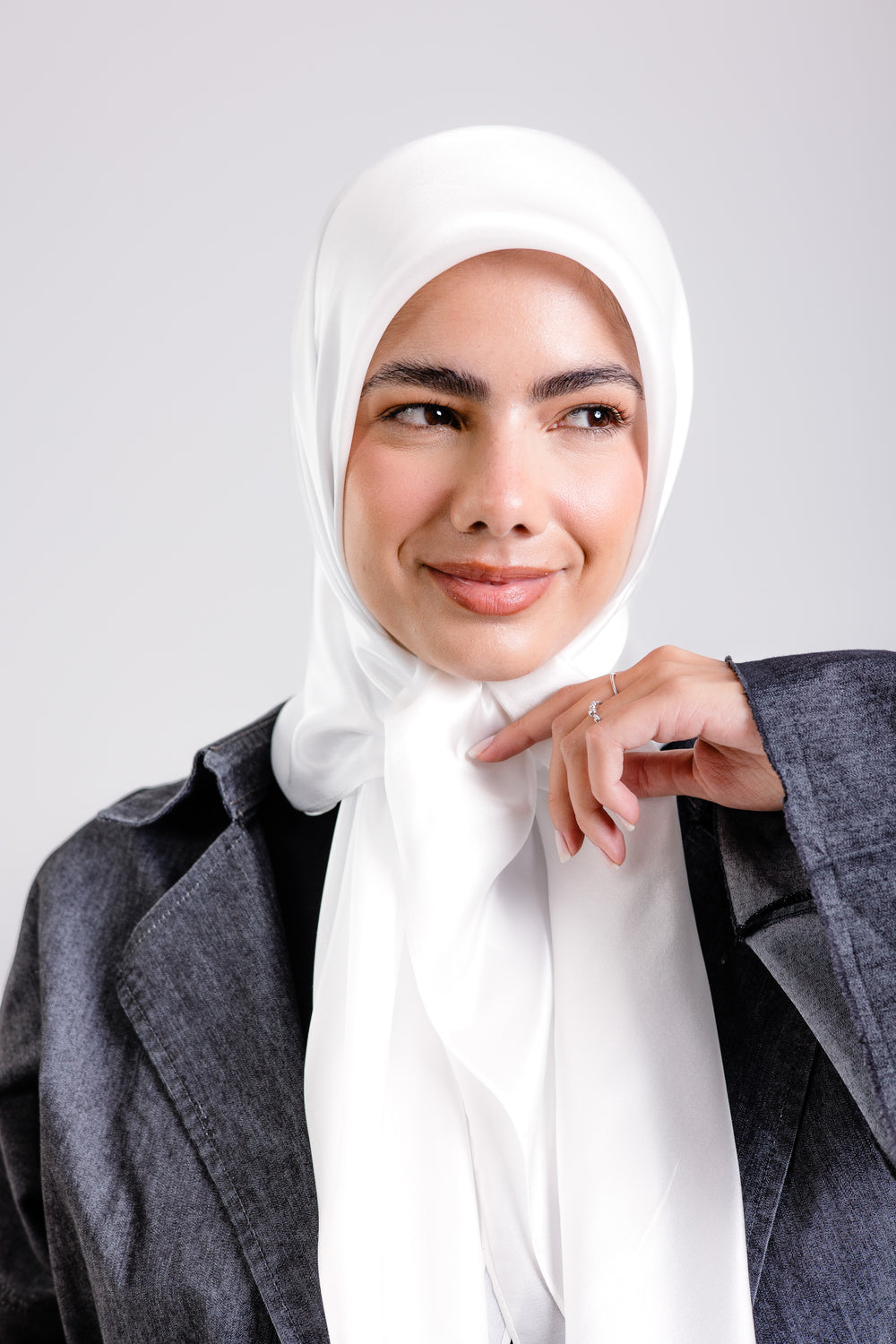 Worood Crème Silk Scarf Square – cream silk scarf with delicate soft finish