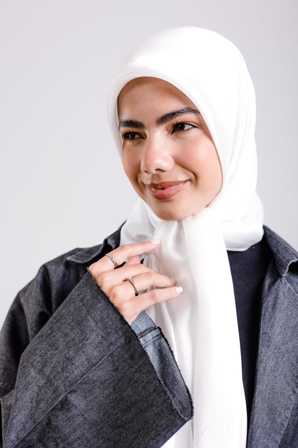 Worood Crème Silk Scarf Square – cream silk scarf with a delicate soft finish