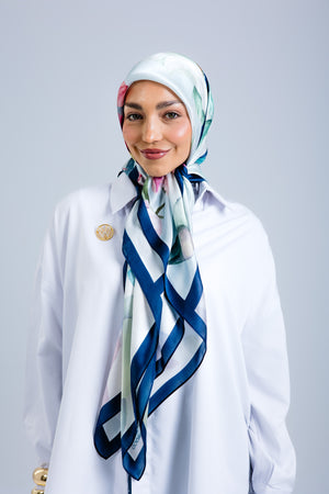 Worood Elysian Silk Scarf Square – elegant pastel silk scarf with a soft, airy drape